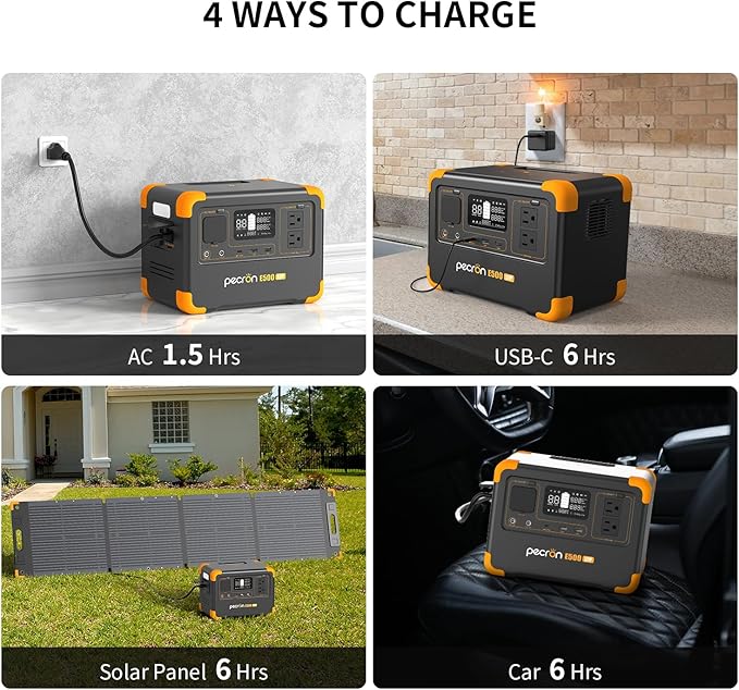 Pecron E500LFP Portable Power Station, 576Wh LiFePO4 Battery, 600W AC Outlets - Image 9