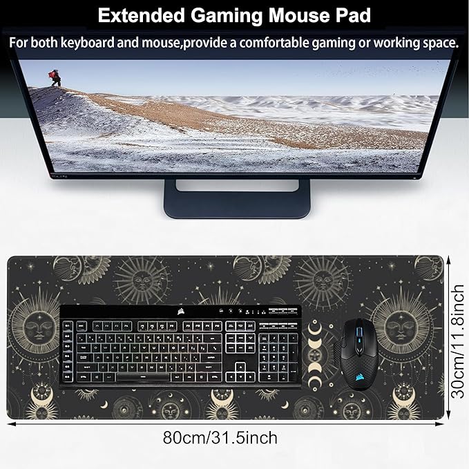 Phase of The Moon Desk Mat, Large Moon Phase Changes Gaming Keyboard Mouse Pad - Image 2