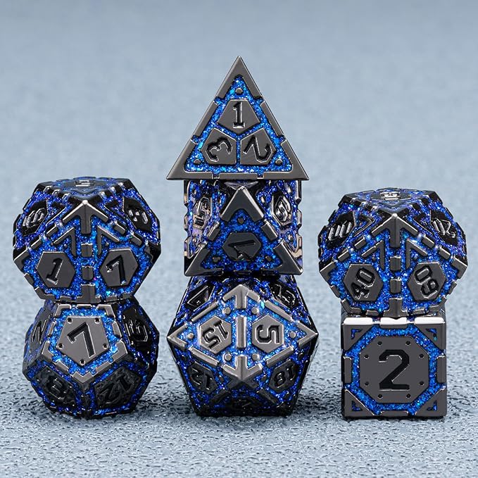 DND Metal Dice Set with Cracks, Polyhedral Dice - Image 4
