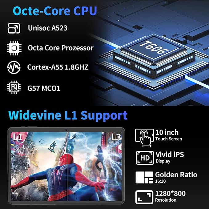 Android 15 Tablet with Keyboard, 26GB+256GB, 10.1 Inch Tablet 8000 mAh Battery - Image 4