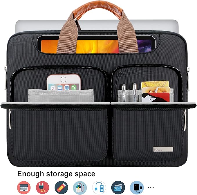 Lacdo 360° Protective Laptop Shoulder Bag, 14 Inch Laptop Sleeve Case - Image 3