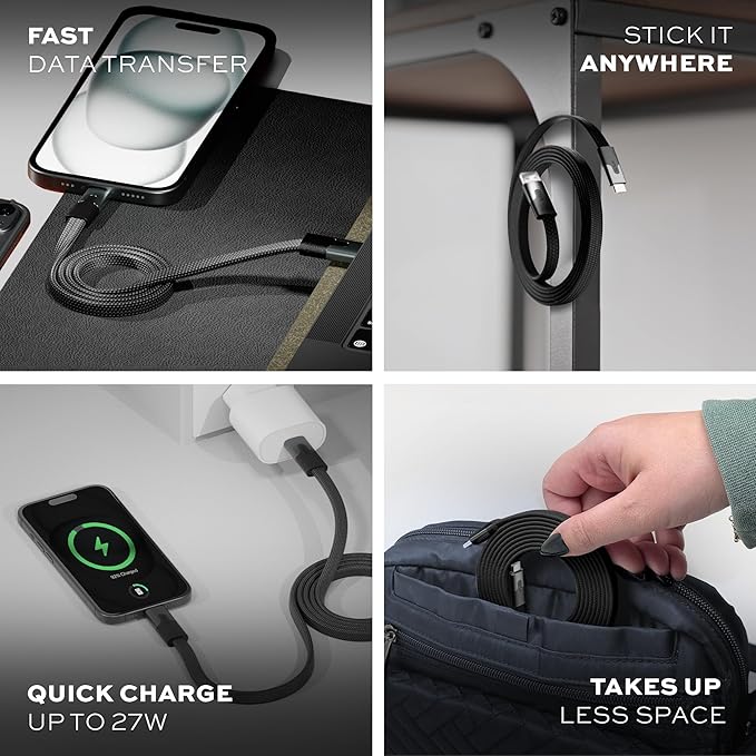 Statik MagStack USB to USB C Cable, Magnetic Anti Tangle Flat A to Type C - Image 6