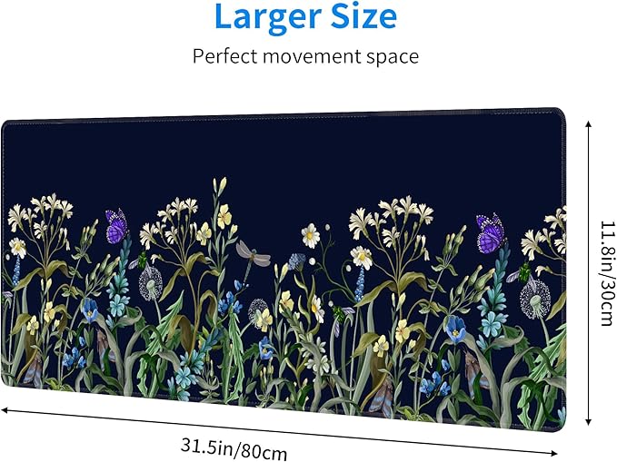 Weeds Flowers Large Mouse Pad, Gaming Keyboard Desk Pad, Extended Mouse Mat - Image 3