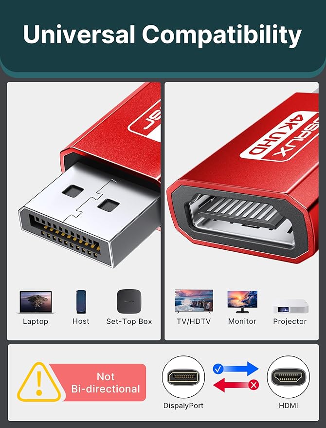 JSAUX 4K DisplayPort to HDMI Adapter 1Pack, DP PC to HDMI Monitor Converter - Image 7
