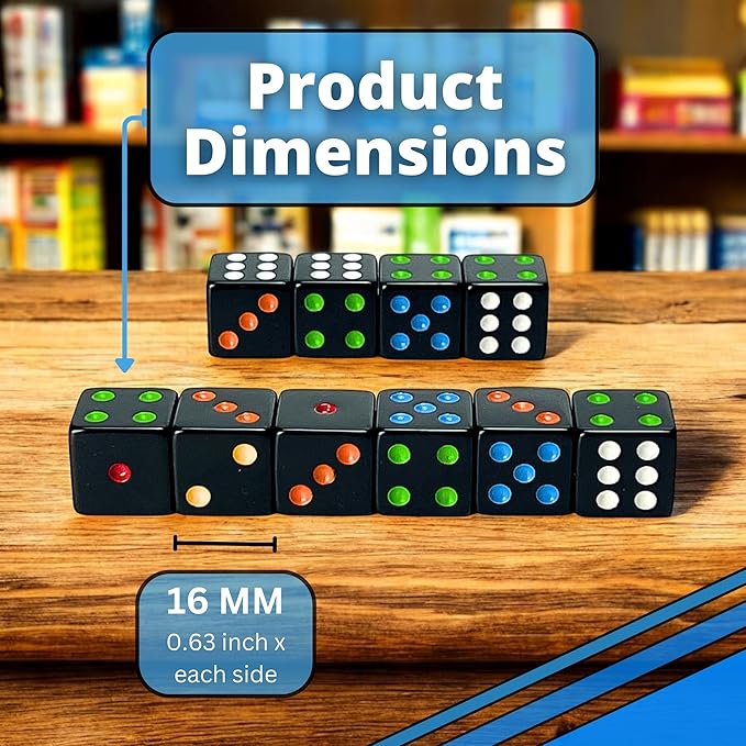 Luck Lab 10 Piece D6 Multicolor Pip Dice Pack - Image 6