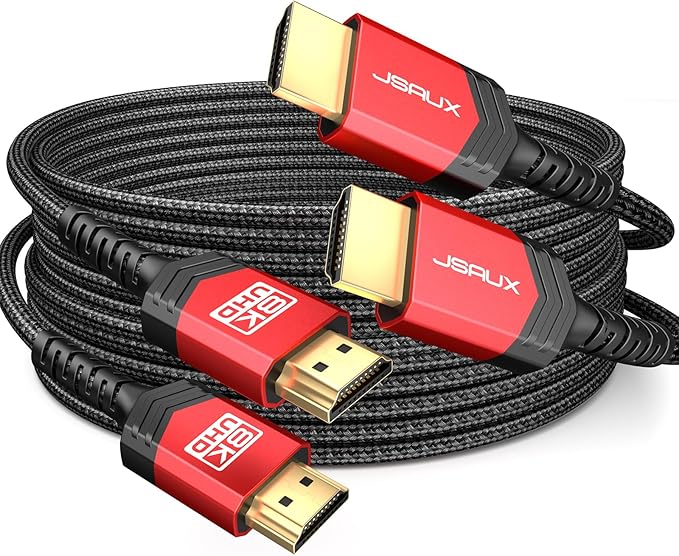 JSAUX 8K HDMI Cables 2.1 10FT 2-Pack 48Gbps Ultra High Speed Cords eARC HDR10 by JSAUX
