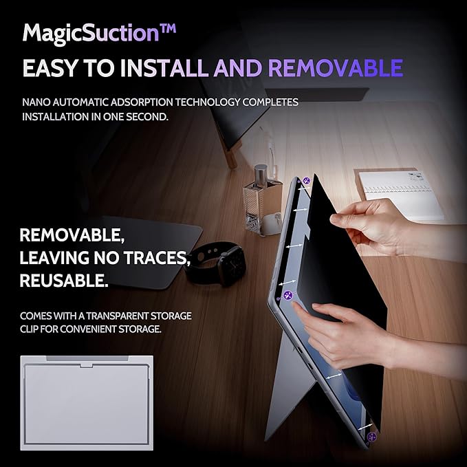 Privacy Screen for 12.3 Inch Surface Pro 7+/7/6/5/4/3, MagicSuction™ Removable - Image 2