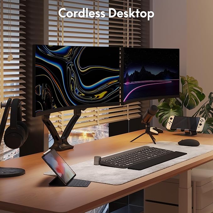 FlexiSpot Dual Monitor Stand for Desk Adjustable Spring Monitor Arm Desk Mount - Image 5