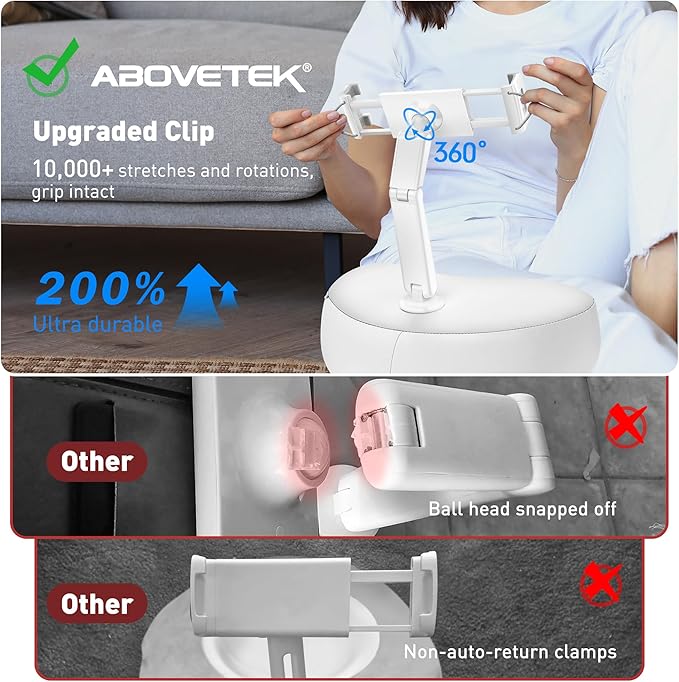 AboveTEK Tablet Pillow Stand for Bed, Hands-Free 360° Adjustable iPad Pillow - Image 7