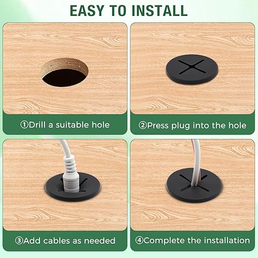 10Pcs Desk Grommet, Flexible Rubber Wire Grommets, Wall Grommets - Image 5