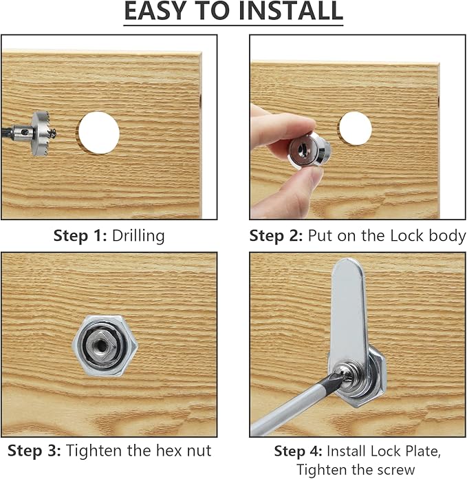 Uenhoy 6 Pack Cam Locks Keyed Alike, 1-1/8" Set - Image 5
