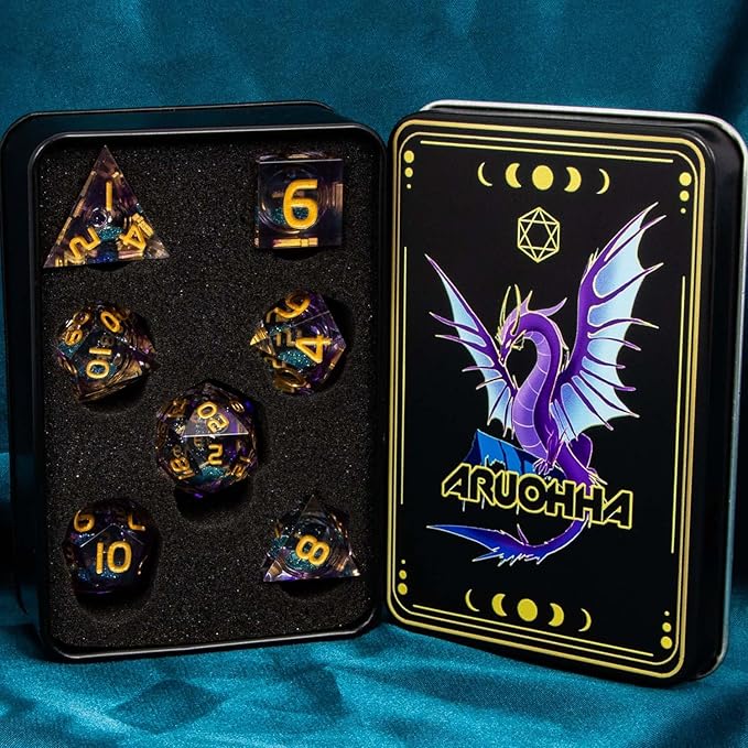 ARUOHHA Liquid Core DND Dice Set, Role Playing Dice Set D20 D12 D10 D8 D6 D4 - Image 6