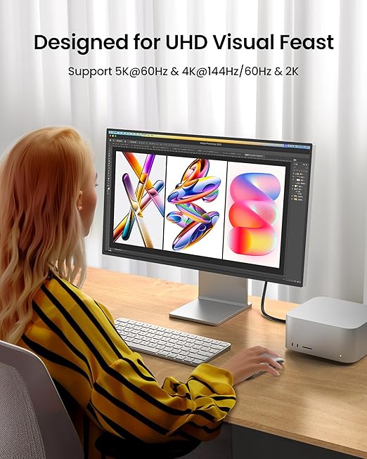 Silkland USB C Monitor Display Cable Right Angle 5FT, 90 Degree USB C 3.2 Gen - Image 4