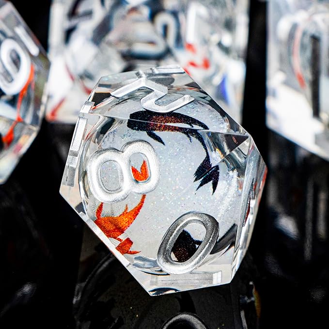 ARUOHHA DND Dice Set Liquid Core Koi Fish Sharp Edged Dragons Dice Compatible - Image 5