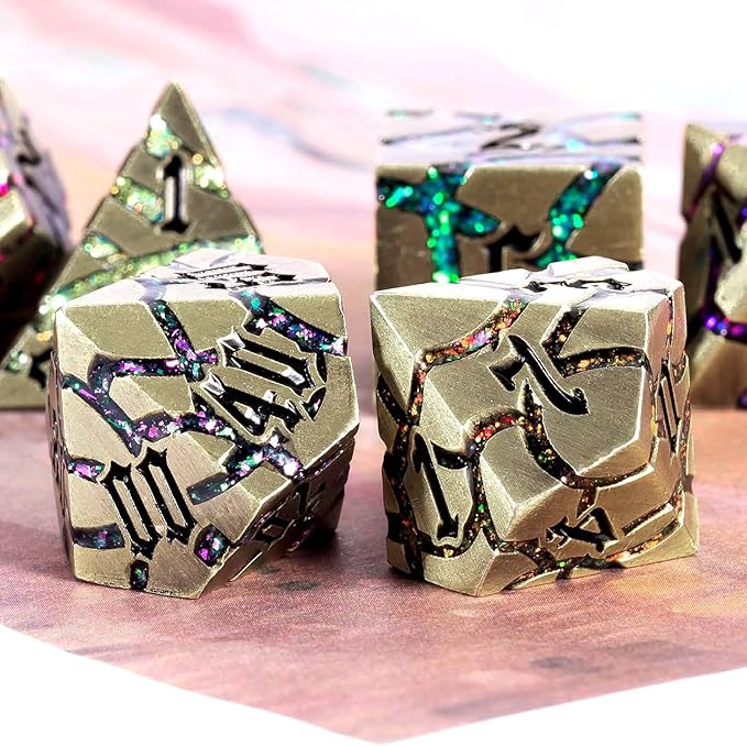 Metal DND Dice Set, Glitter Crack Dice Set - Image 5
