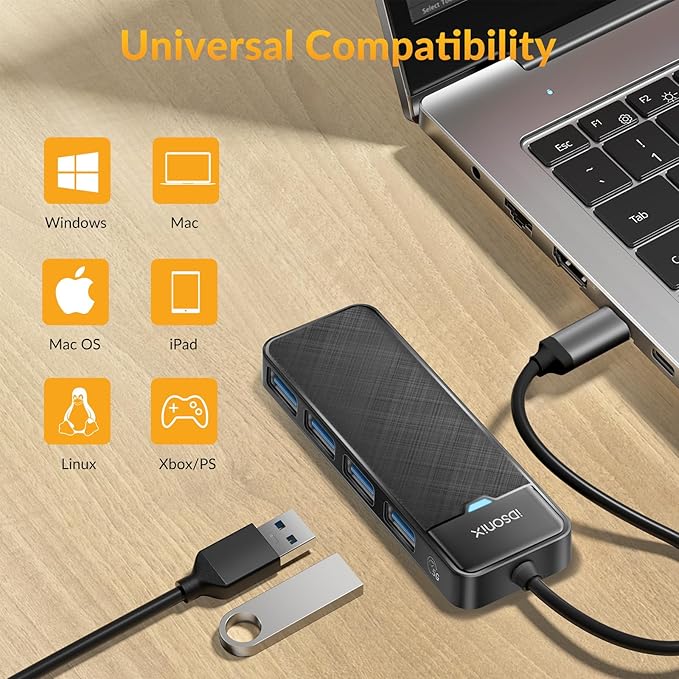 iDsonix USB 3.0 Hub USB C Splitter 5Gbps Data Transfer Ultra-Slim Extender - Image 5