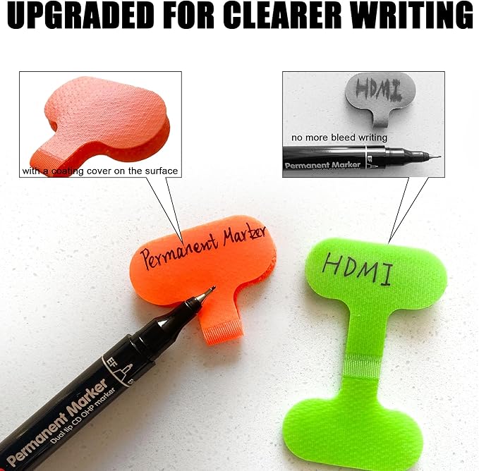 Mr-Label – Write on Cable Labels– Upgraded Clearer Writing Cord Tags- Cable Ties - Image 2