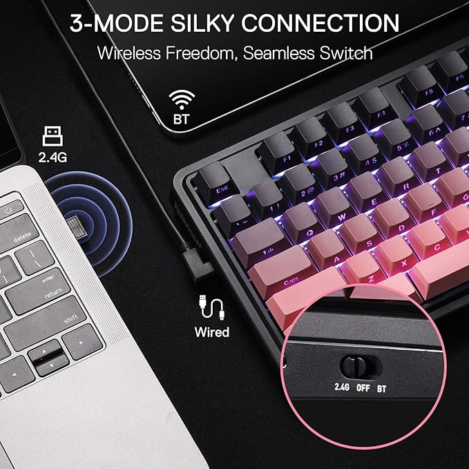 Redragon K728 PRO 80% Wireless Gasket Gaming Keyboard, 3-Mode 87 Keys TKL - Image 2