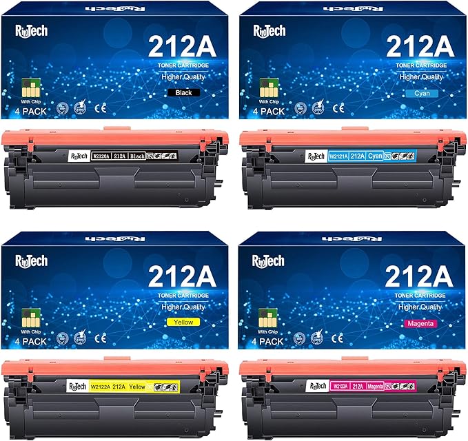 212A Toner Cartridge 4 Pack, for HP 212X W2120A Toner Cartridge for HP Color by RitoTech