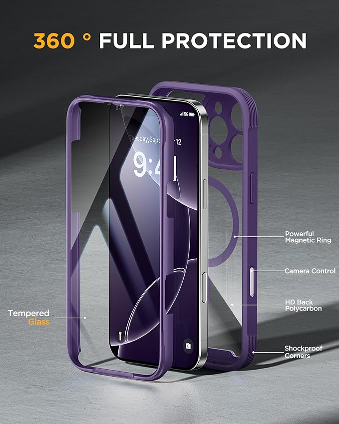 Miracase Magnetic for iPhone 16 Pro Case Full-Body Phone - Image 2