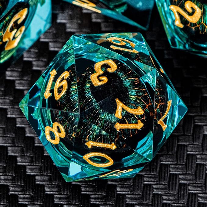 ARUOHHA DND Resin Dice Dragon Eye Dice Liquid Core Red Sharp Edged Dice Set by ARUOHHA