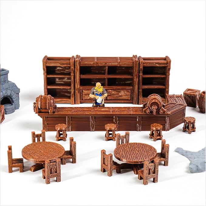 Tavern Bar Furniture Set, D&D Terrain, 3D Printed Tabletop RPG Scenery and - Image 4