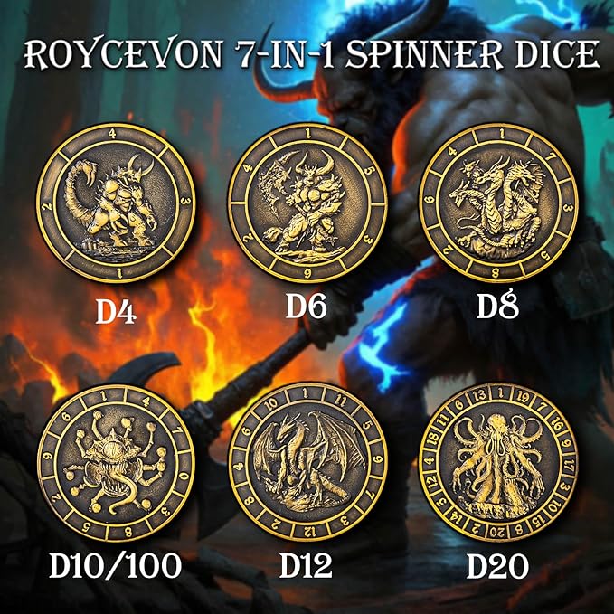 7 in 1 D6 Spinner DND Dice Set D&D, Metal Cube D and D Dice - Image 3