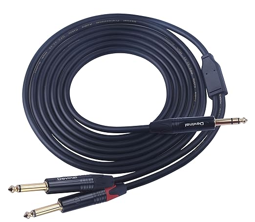 Devinal 1/4 to Dual 1/4 Y-Splitter Cable, 6.35mm TRS to Dual 6.35mm TS Insert - Image 5