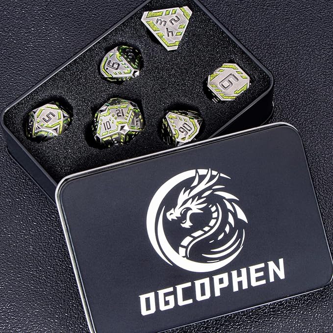 Metal DND Sci-fi Dice Set 7PCS Stripe Polyhedral Dice - Image 7