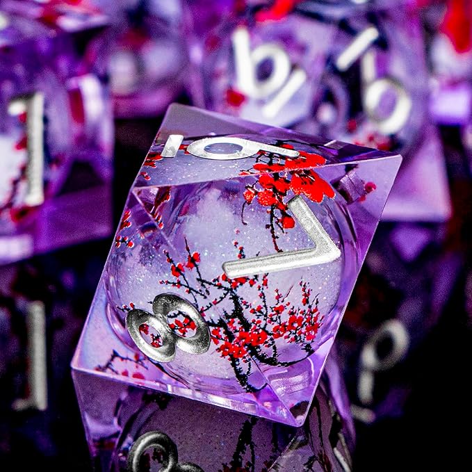 Plum Blossom DND Dice Purple Liquid Core Dice Set - Image 6