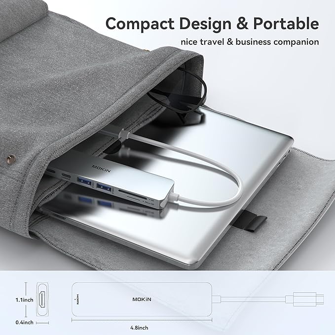 MOKiN 7 in 1 USB C Dongle with HDMI, SD/TF Card Reader, Data Port, 100W PD - Image 7