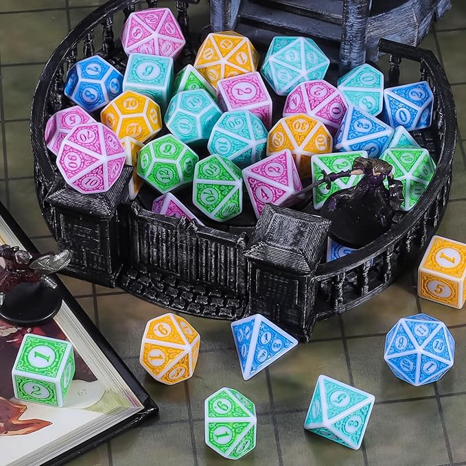 CiaraQ DND Dice with 5 Pouches, 5 Sets of Retro Polyhedral Dice - Image 6