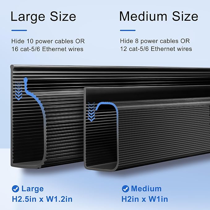 ZhiYo Cable Management Under Desk J Channel, 63in Cable Raceway, Self-Adhesive - Image 6