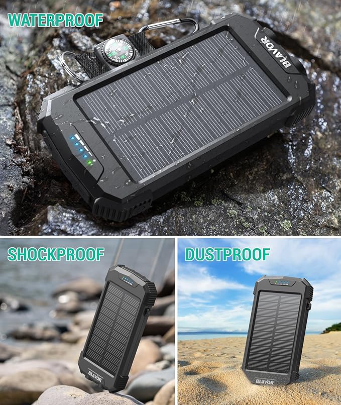 BLAVOR Solar Charger Power Bank 10, Portable Wireless Charger, 20W Fast - Image 6