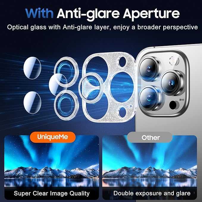 UniqueMe 3 Packs Compatible for iPhone 13 Pro Max/iPhone 13 Pro Camera Lens - Image 4