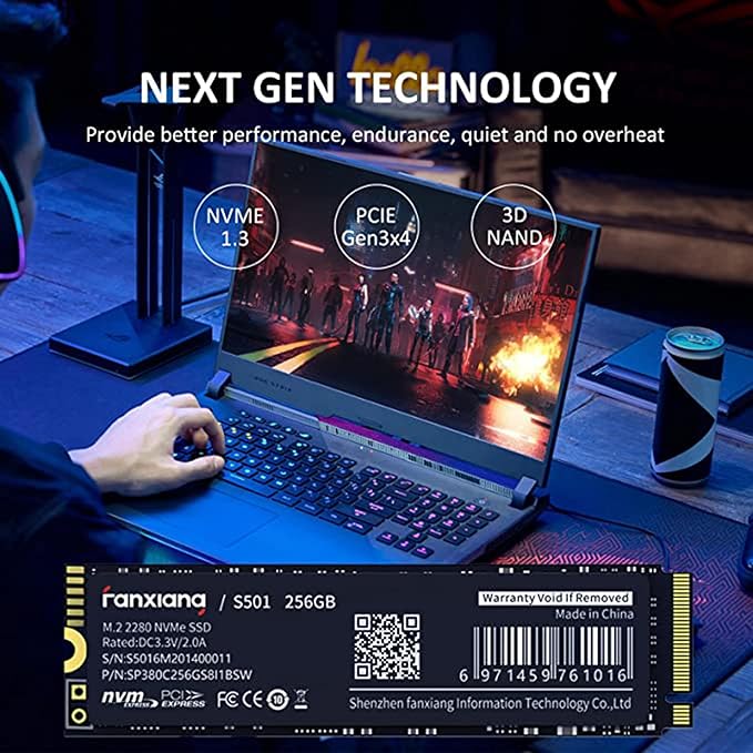 S501 256GB NVMe SSD 3D NAND1.3 PCIe Gen3x4 M.2 2280 Internal Solid State Drive - Image 3