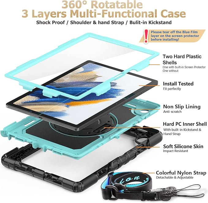 SEYMAC stock Case for Samsung Galaxy Tab A8 10.5'', Full-Body Drop Protection - Image 8
