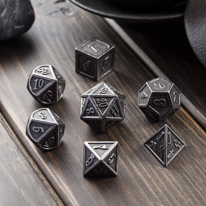DnDnD Acient Silver Metal DND Dice Set, Pathfinder, Savage World and Table Games - Image 3