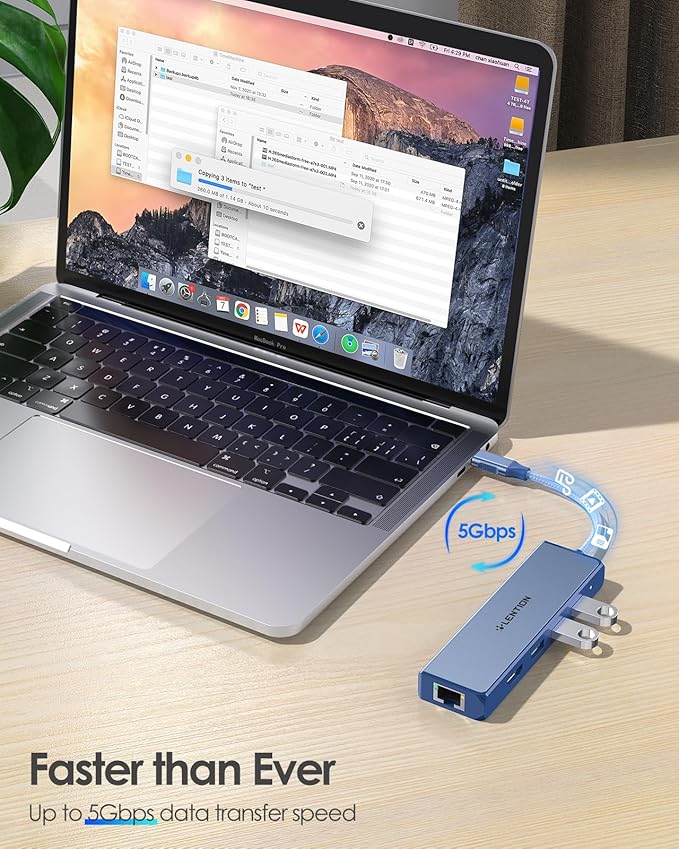 LENTION USB C Hub with Gigabit Ethernet Adapter, 4K HDMI, 3 USB 3.0 - Image 4