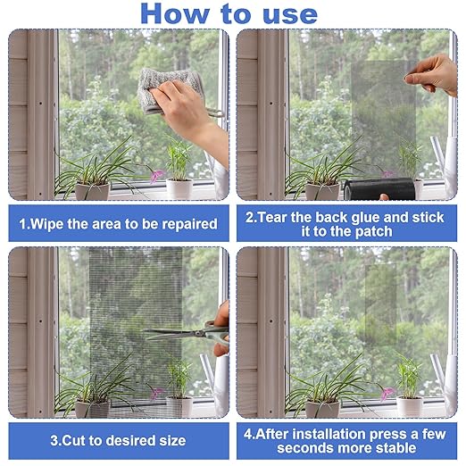 Extra Wide 8 inch x 20 ft Window Screen Tape Mesh Repair Strong Adhesive - Image 3