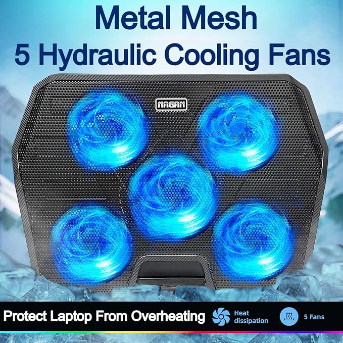 NAGAN Laptop Cooling Pad with 6 Fans, Ergonomic USB Powered Cooling Pad - Image 5