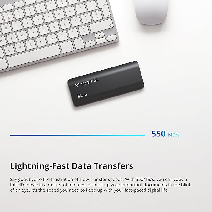 Timetec 1TB Portable External SSD USB3.2 Gen2 Type C Up to 550MB/s Ultra-Light - Image 2