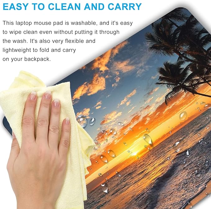 Sunset Beach Mouse pad with Tropical Ocean Landscape and Non-Slip Rubber Base - Image 5