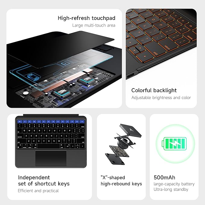 HOU iPad Air 11 Case with Keyboard Detachable Rotatable Magnetic Full - Image 5