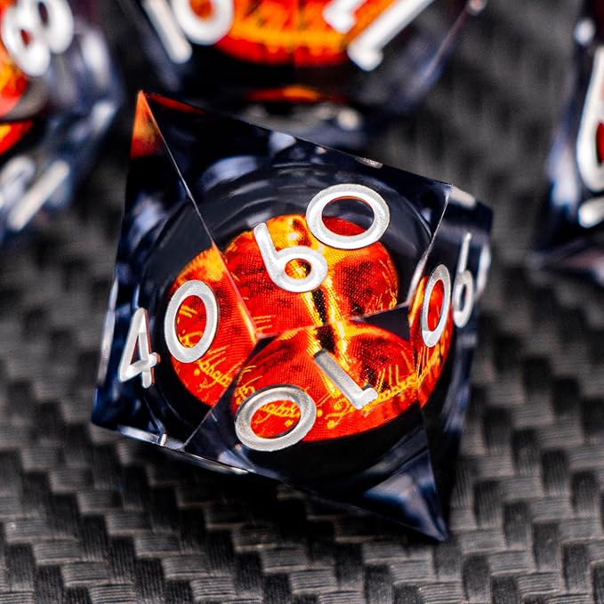 ARUOHHA DND Resin Dice Gazes Eye Dice Liquid Core Flaming RPG Sharp Edged Dice - Image 4