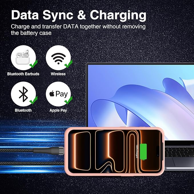 GIN FOXI Battery Case for iPhone 17 Pro, Charging Case Charger 8500mAh - Image 4