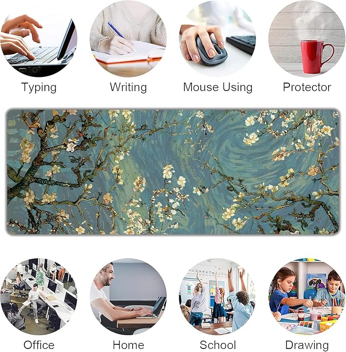 Almond Blossoms Large Mouse Pad, Gaming Keyboard Desk Pad, Extended Mouse Mat - Image 7