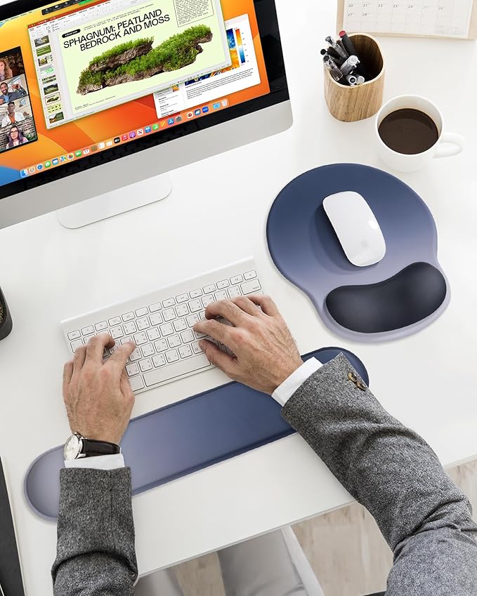 Ergonomic Mouse Pad Wrist Support Set, Memory Foam Keyboard Wrist Rest Set - Image 8