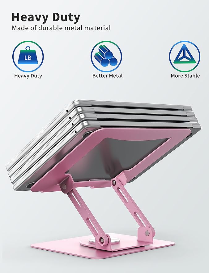 SOUNDANCE Laptop Stand with 360° Rotating Base, Ergonomic Computer Riser - Image 5
