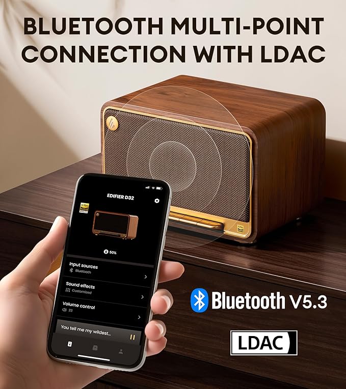 Edifier D32 Tabletop Wireless Speaker, Hi-Res Audio, 2.1 Acoustic Architecture - Image 4